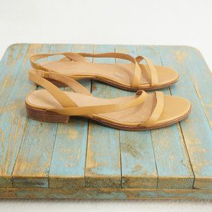 Madewell Womens Heidi Sandals Slingback Flat Strappy Brown Tan Leather Size 9